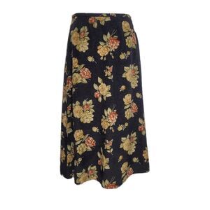 VINTAGE 80s Talbots skirt dark romantic floral‎ silk grunge midi S